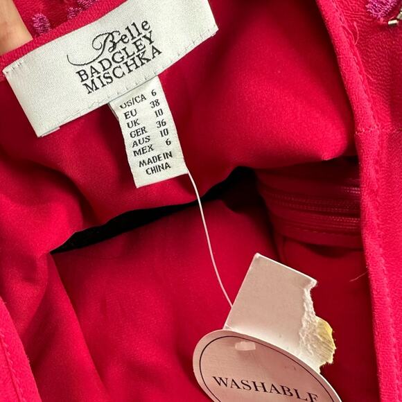 2/$25 Badgley Mischka Pink Embellished Shift Dress Girly Embroidered Size 6 - Picture 10 of 11